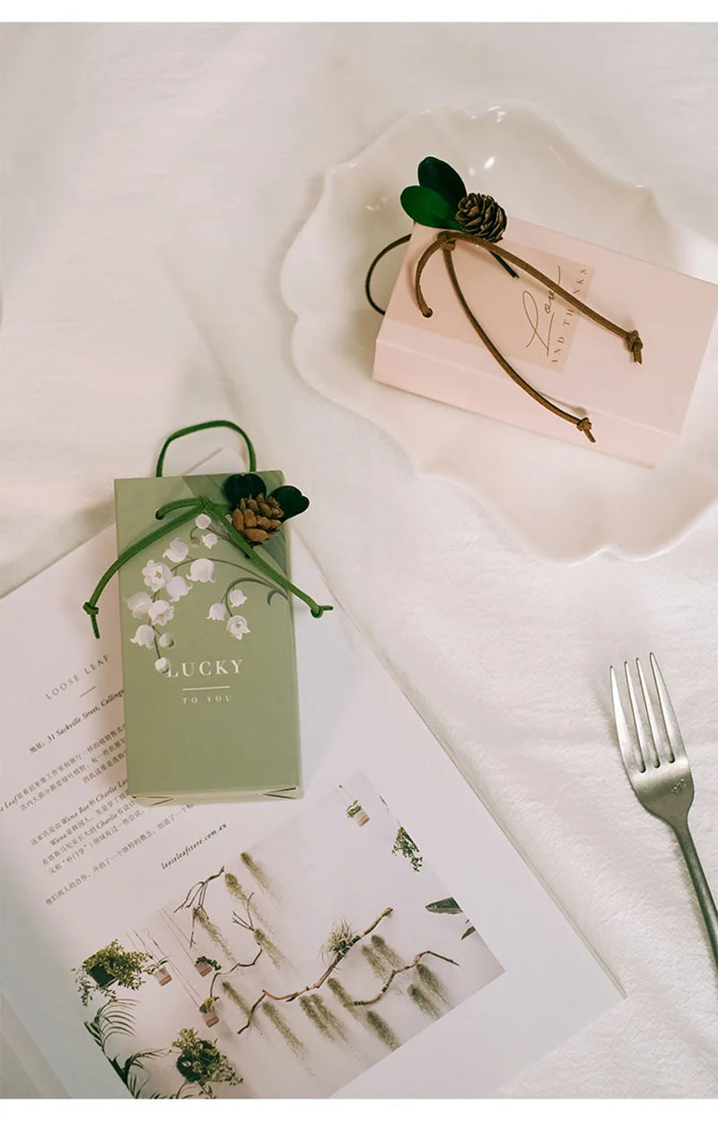 ELMAS Elegant Square Gift Bags With Artificial Flower - Al Masam Stationery LLC