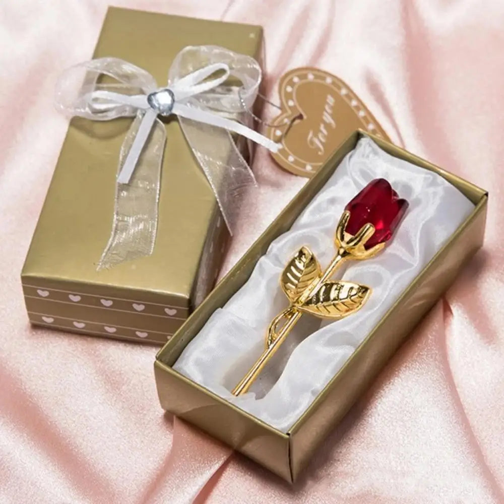 ELMAS Valentines Day Gift Crystal Glass Rose Flower - Al Masam Stationery LLC