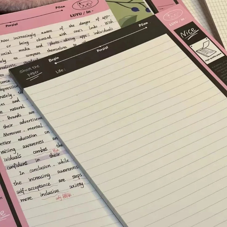 ELMAS Milk Salty Black Pink B5 Tearable Kawaii Notebook - Al Masam Stationery LLC