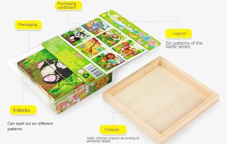 ELMAS 3D Cube Wooden Puzzle Montessori Learning Toy - Al Masam Stationery LLC