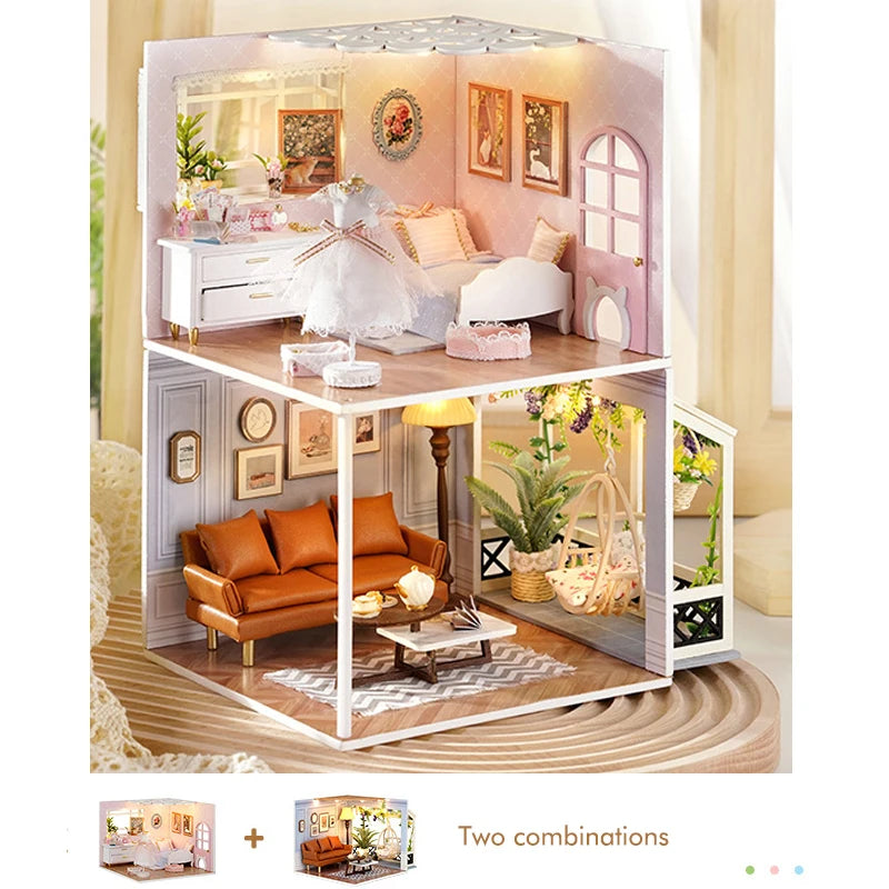 ELMAS Enchanted Dollhouse Kit with LED Lights & Furniture - Al Masam Stationery LLC