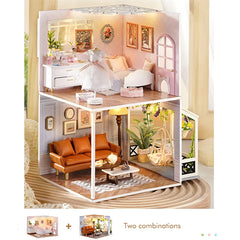 ELMAS Enchanted Dollhouse Kit with LED Lights & Furniture