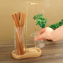 2 in 1 Incense Holder for Sticks Anti-Ash Flying Incense Burne with Removable Glass Ash Catcher and Incense Sticks Organizer