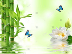 ELMAS Custom Photo Wallpaper Bamboo Leaf Lotus 3D Wall - Al Masam Stationery LLC
