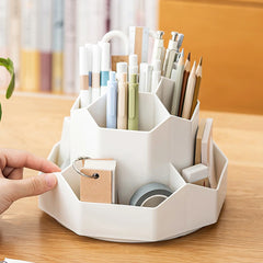 ELMAS Cute 360° Rotating 9-Slot Desk Organizer for Stationery