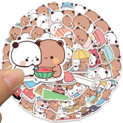 ELMAS 50pcs Bubu and Dudu Cute Bear DIY Stickers