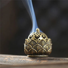 ELMAS Retro Copper Lotus Incense Burner for Home & Office