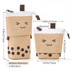 ELMAS Cute Milk Tea Pencil Case - Stylish Stationery Holder