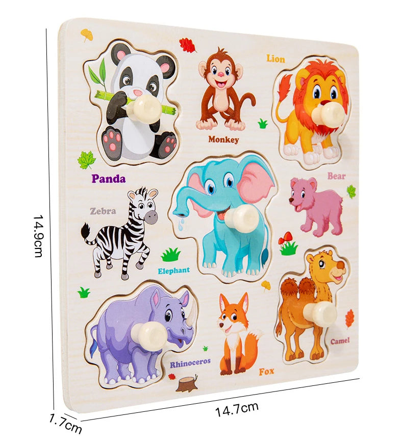 ELMAS Wooden Puzzle Montessori Animal Traffic Toy for Kids - Al Masam Stationery LLC