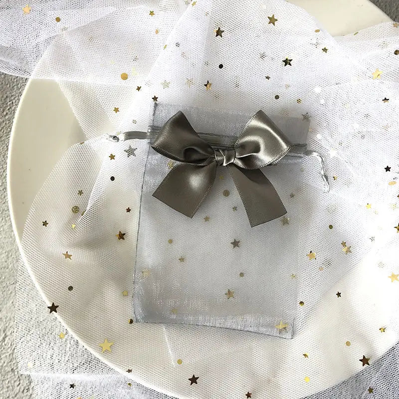 ELMAS 50/100Pcs Multicolor Organza Bags With Bow - Al Masam Stationery LLC