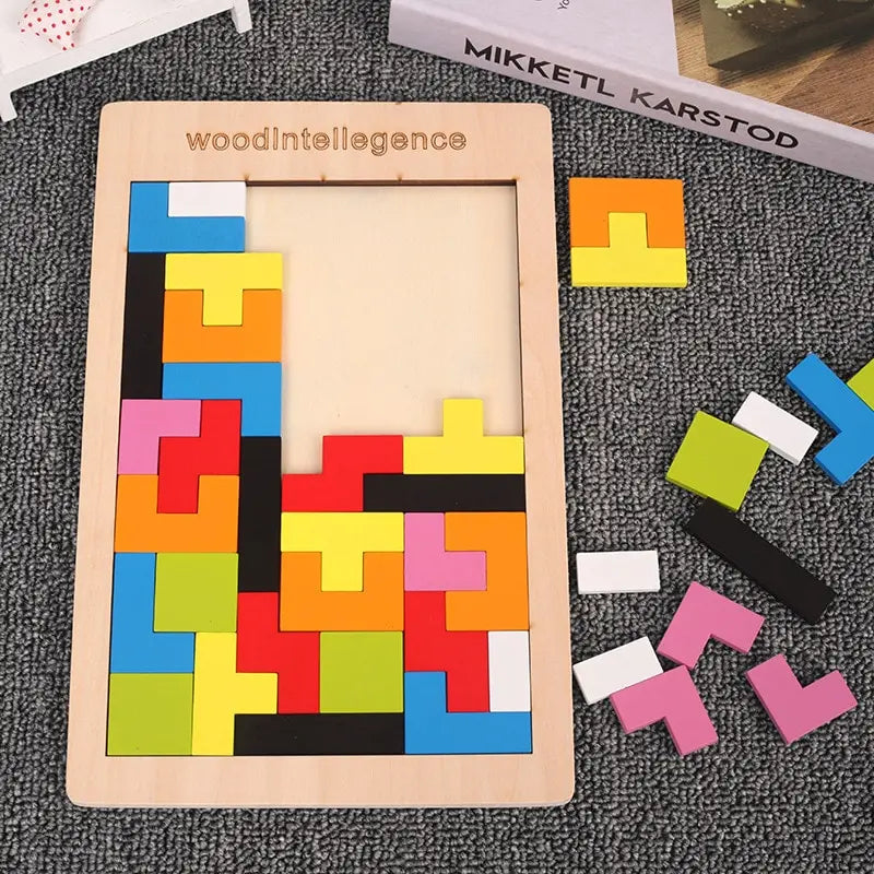 ELMAS Colorful 3D Wooden Blocks Puzzle Tangram Toy - Al Masam Stationery LLC
