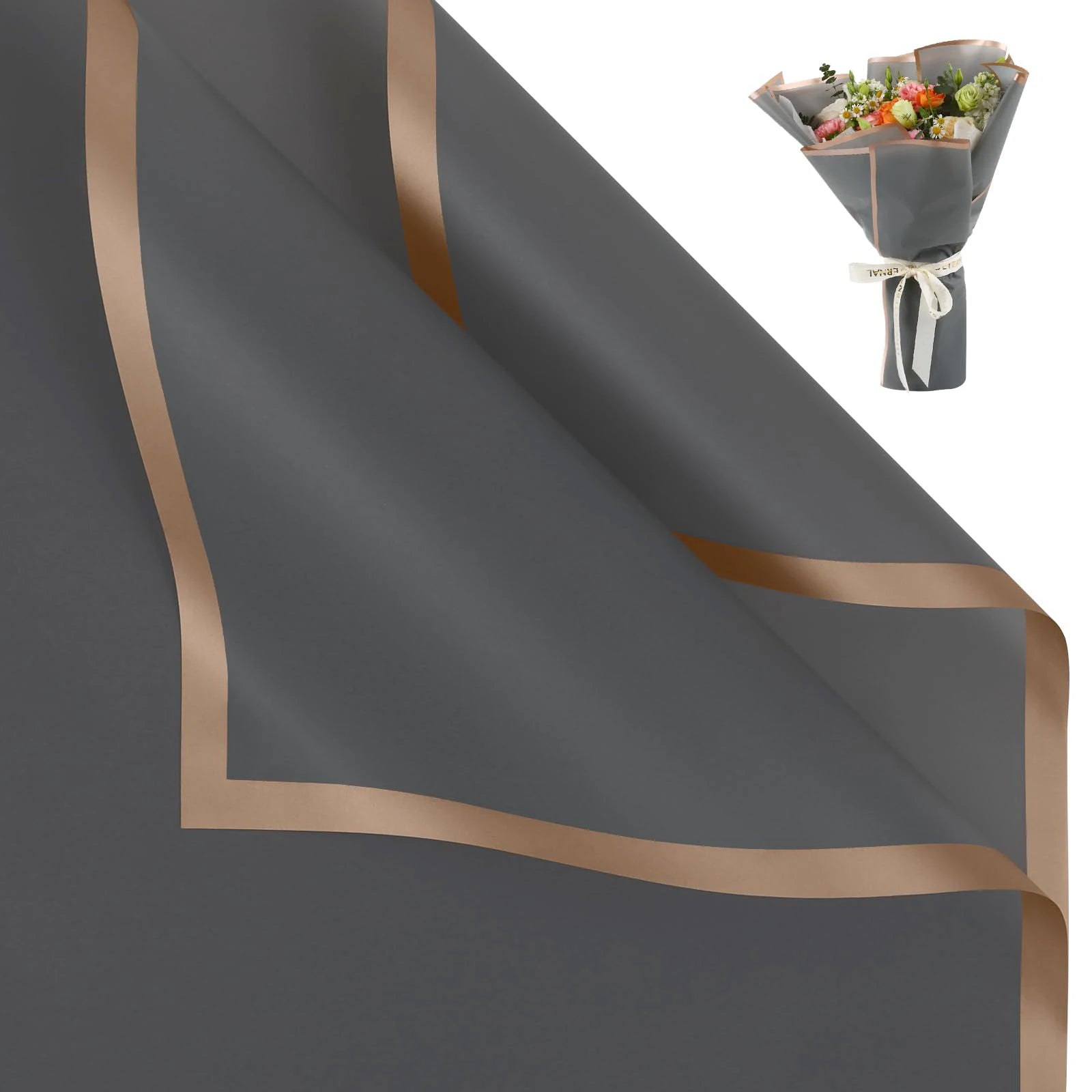 ELMAS Elegant Flower Wraps with Golden Edges - 10 Sheets - Al Masam Stationery LLC