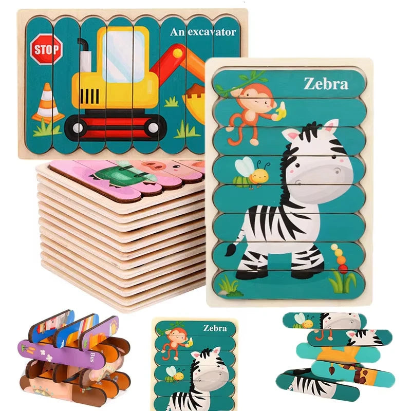 ELMAS Montessori Baby Wooden Puzzle Toys for 2-3 Years - Al Masam Stationery LLC
