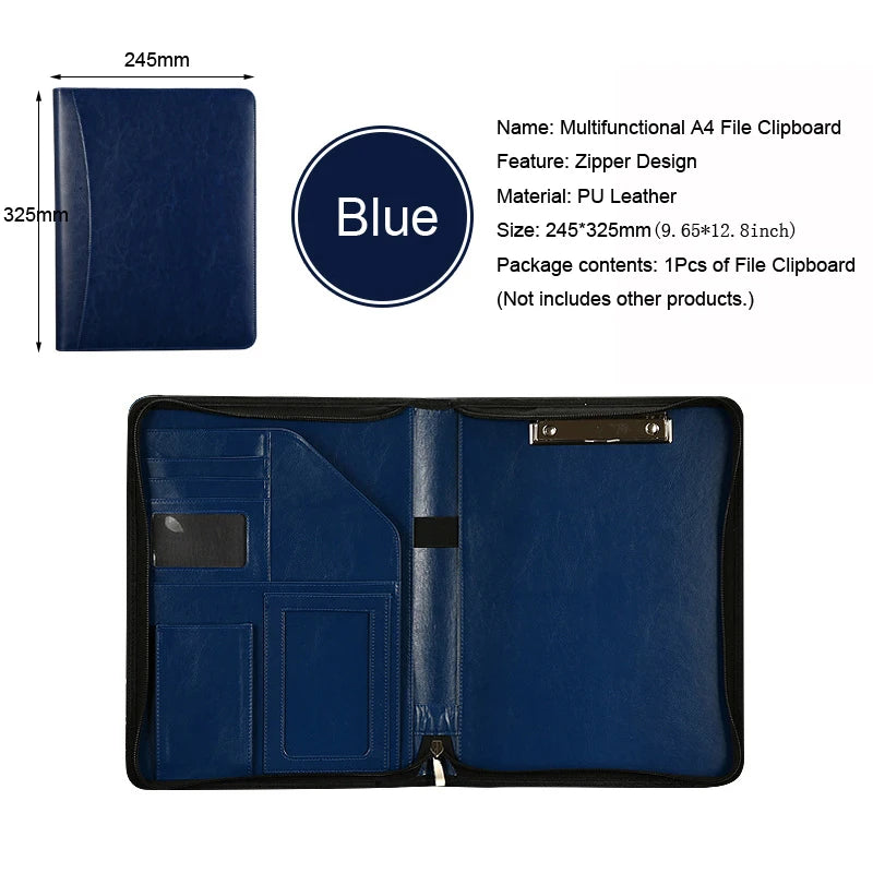 ELMAS A4 Leather Executive Zippered Portfolio Folder - Al Masam Stationery LLC