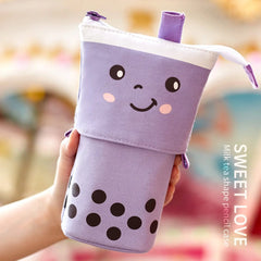 ELMAS Cute Milk Tea Pencil Case - Stylish Stationery Holder