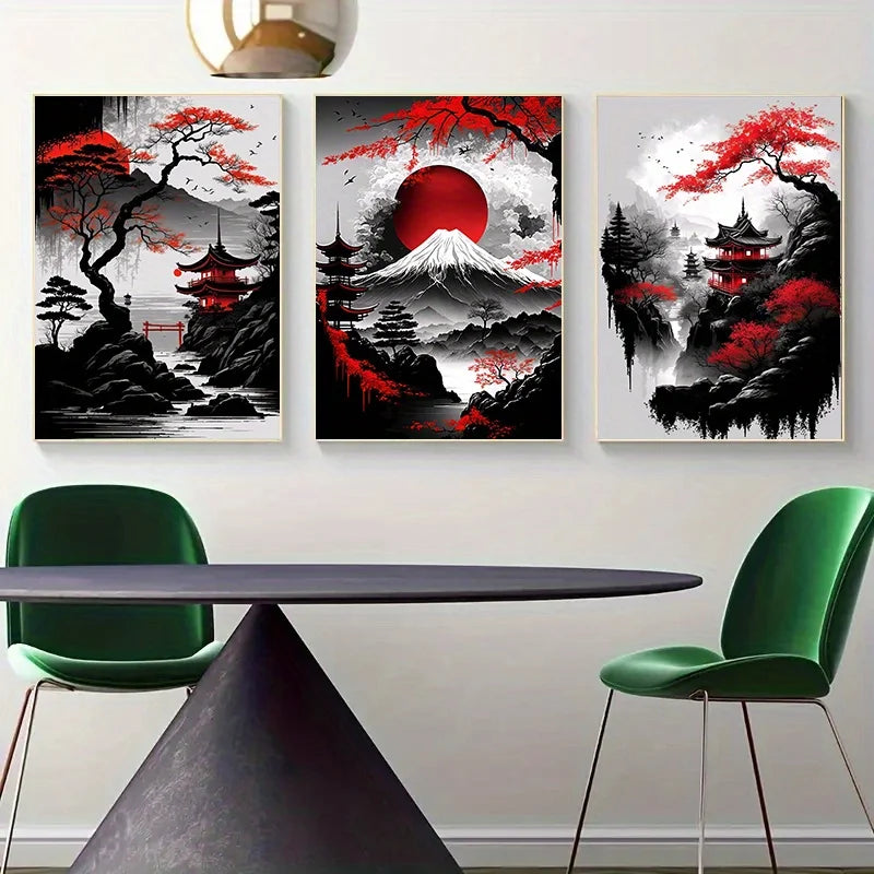 ELMAS Elegant Japanese Landscape Canvas Art Set - Al Masam Stationery LLC
