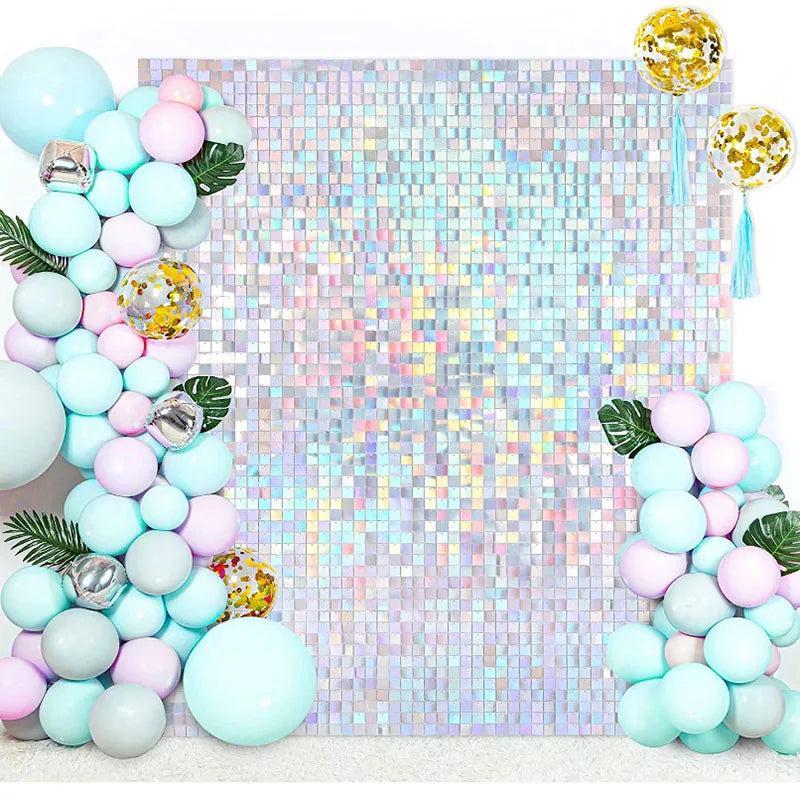 ELMAS 24 Pcs Shimmer Sequin Backdrop Blue Black Decor - Al Masam Stationery LLC