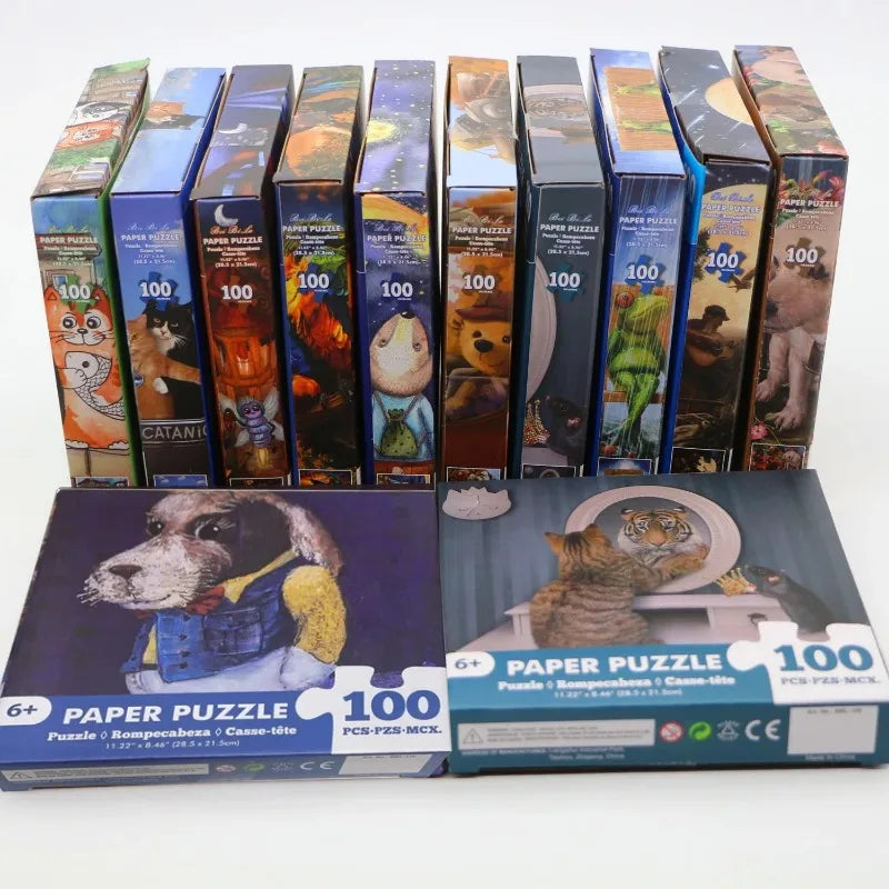 ELMAS: 100 Pieces Cartoon Animals Jigsaw Puzzle Fun - Al Masam Stationery LLC