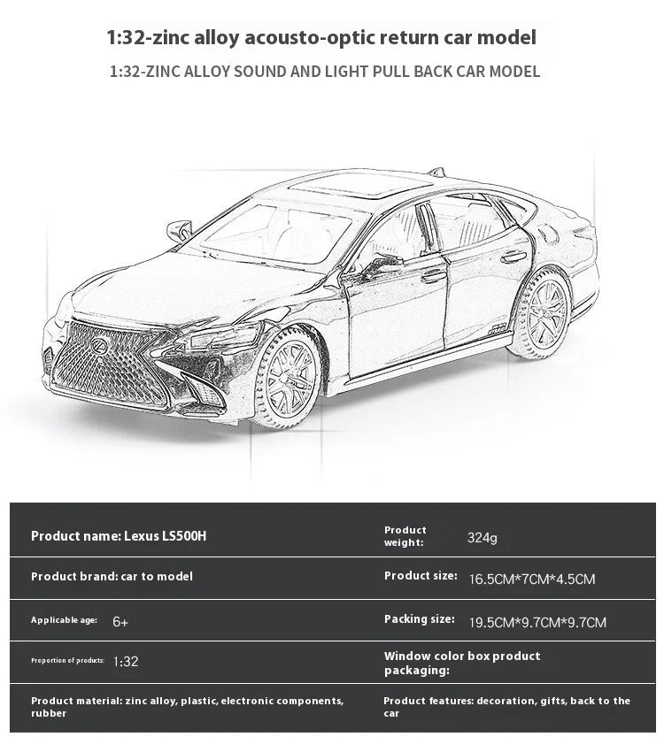 ELMAS 1:32 LEXUS LS500H Diecast Car Model with Sound & Light - Al Masam Stationery LLC