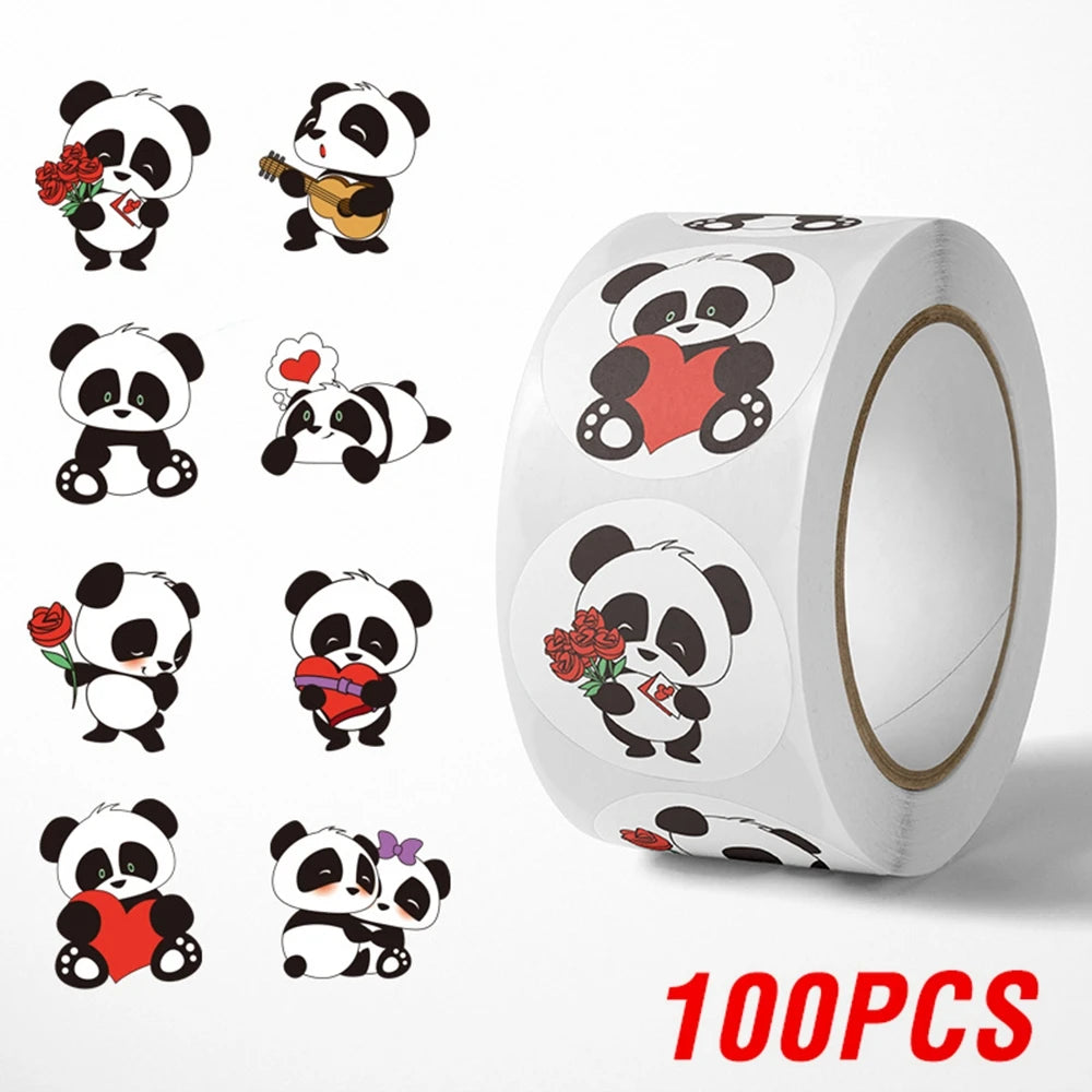 ELMAS Adorable Panda Cartoon Stickers - 100-500pcs Set - Al Masam Stationery LLC