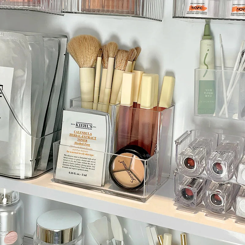 ELMAS Transparent Acrylic 3-5 Grid Makeup Organizer Box - Al Masam Stationery LLC