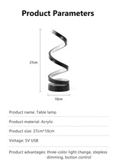 ELMAS Dimmable LED Spiral Table Lamp for Modern Bedrooms