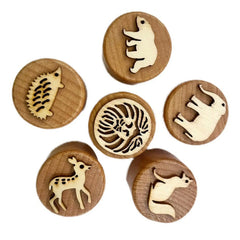 6 Pieces Wooden Stamps Pottery Tools DIY Craft for Art Educational Toys Decorations Educational Toys Animal Stamps