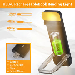 ELMAS Clip-On LED Bookmark Light with Timer & USB Rechargeable