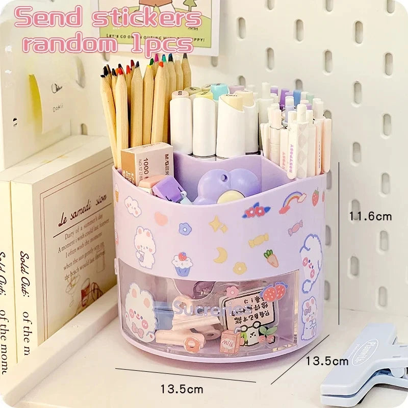 ELMAS Kawaii Rotating Pen Holder & Stationery Organizer Box - Al Masam Stationery LLC