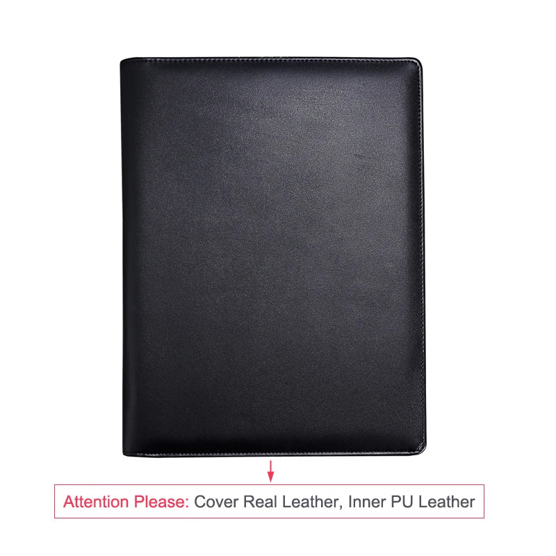 ELMAS Premium Black Leather Executive Portfolio Folder - Al Masam Stationery LLC