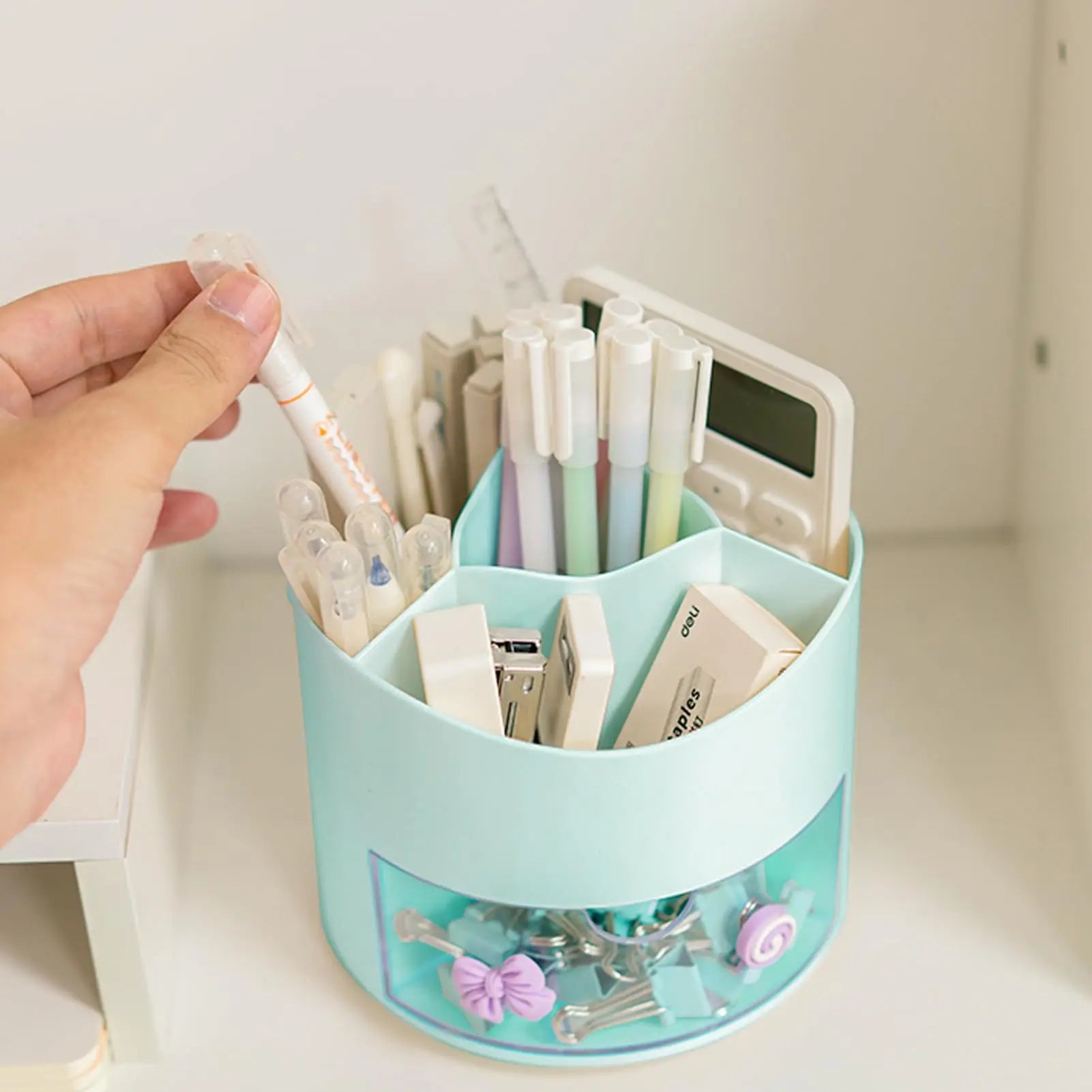 ELMAS Kawaii Rotating Pen Holder & Stationery Organizer Box - Al Masam Stationery LLC