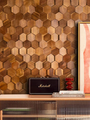 ELMAS Elegant Hexagonal Black Walnut Wall Panel