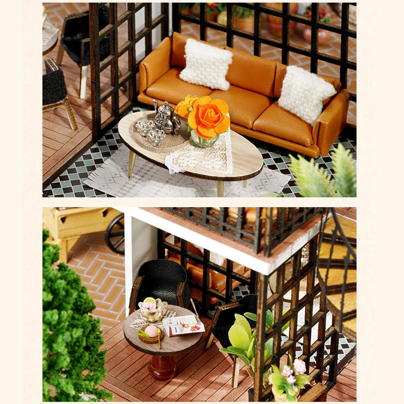 ELMAS Enchanting 3D Wooden Dollhouse Kit with Lights - Al Masam Stationery LLC