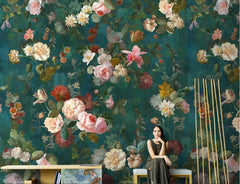ELMAS Beibehang European Retro Rose Wallpaper Mural - Al Masam Stationery LLC