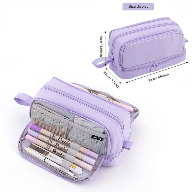 ELMAS Stylish Purple 3/4 Compartment Pencil Case for Kids - Al Masam Stationery LLC