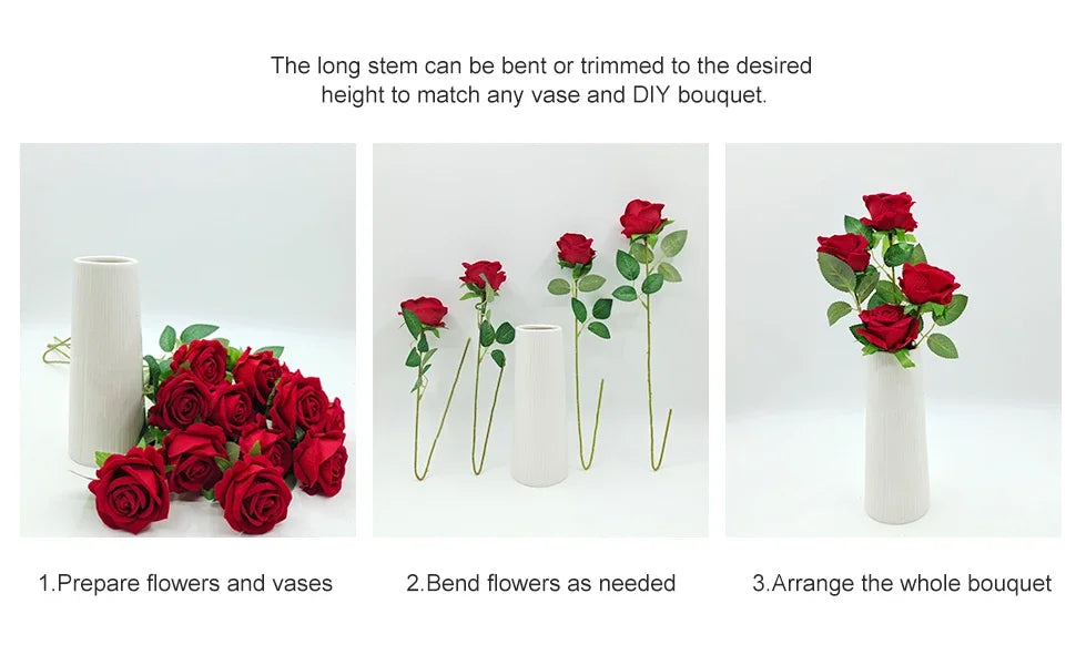 ELMAS 50 Pcs Velvet Rose Artificial Flowers for Decor - Al Masam Stationery LLC