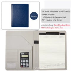 ELMAS Elegant Grey A4 Leather Portfolio Folder for Professionals