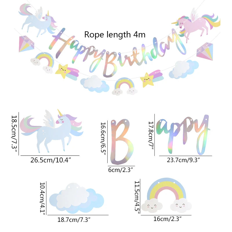 ELMAS Magical Unicorn Birthday Banner Garland Decor - Al Masam Stationery LLC