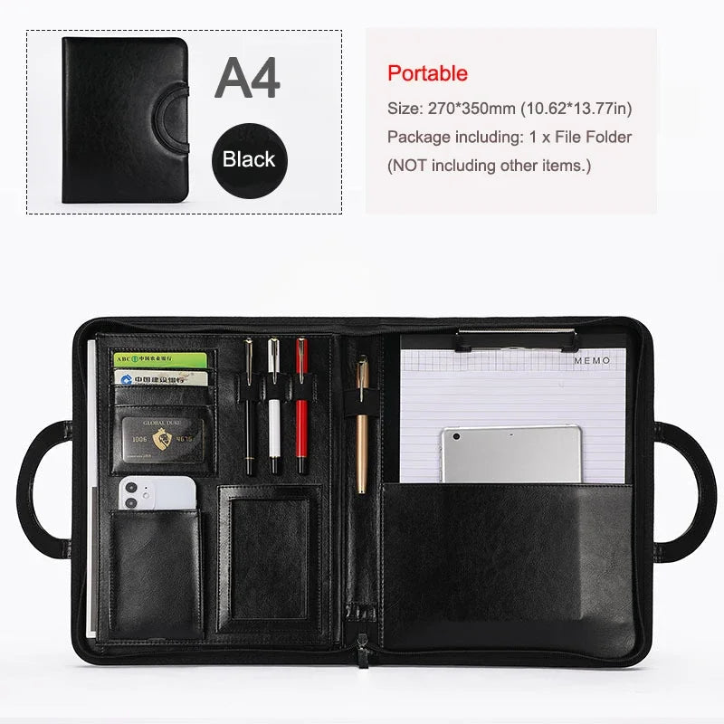 ELMAS Stylish A4 Leather Portfolio Organizer for Professionals - Al Masam Stationery LLC