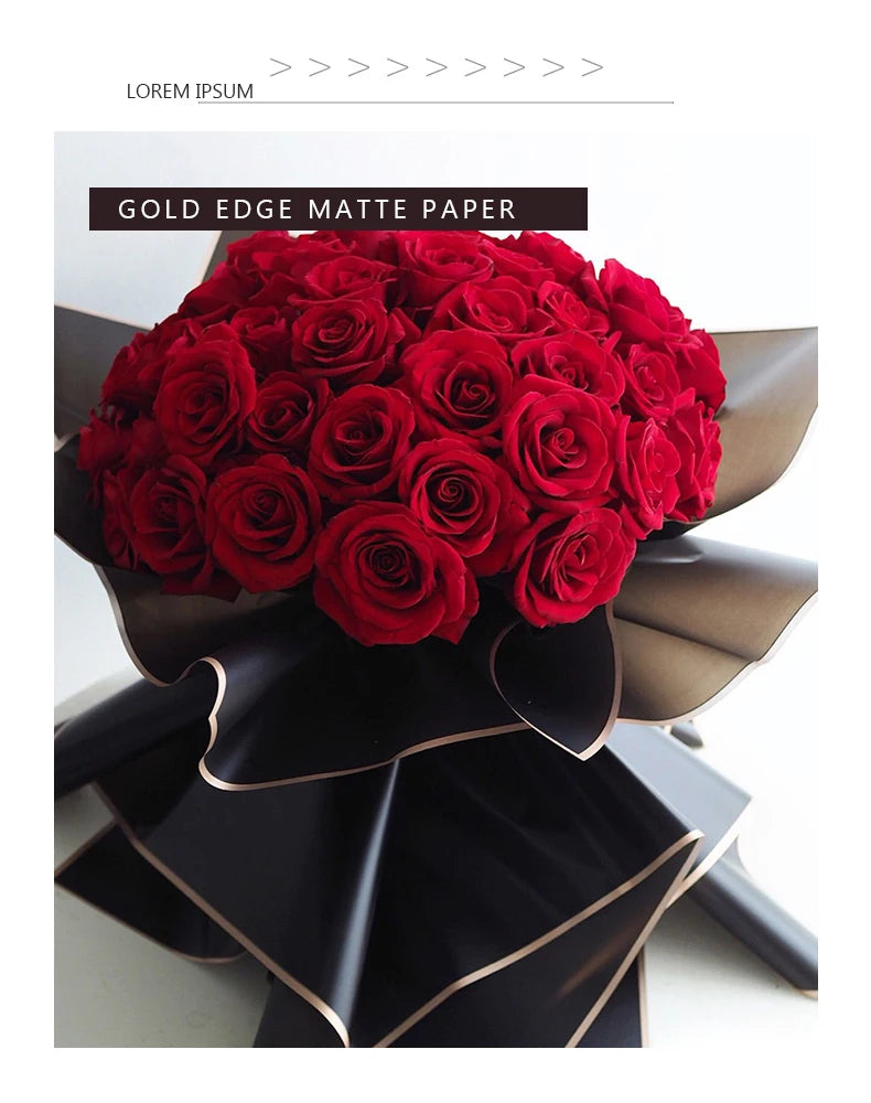 ELMAS Elegant Flower Wraps with Golden Edges - 10 Sheets - Al Masam Stationery LLC