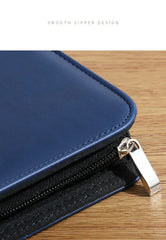 ELMAS A4 Leather Executive Zippered Portfolio Folder