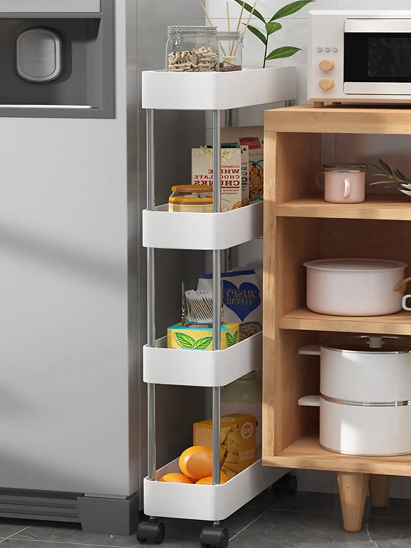 ELMAS 1pcs 3/4 Tier Rolling Utility Cart Storage Shelf - Al Masam Stationery LLC