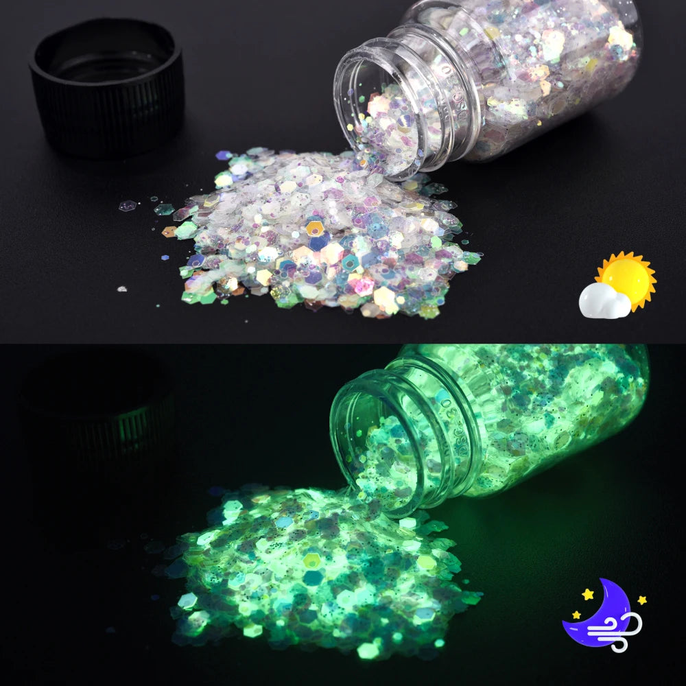 ELMAS Glow-in-the-Dark Glittering Hexagon Resin Pigment - Al Masam Stationery LLC