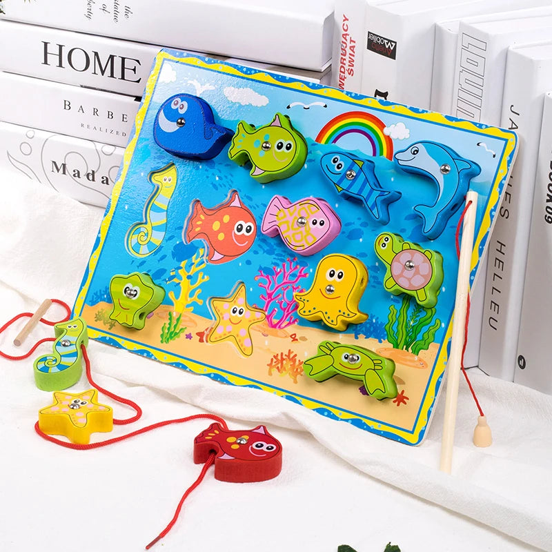 ELMAS Wooden Montessori 4-in-1 Fishing Game Toy Set - Al Masam Stationery LLC