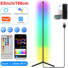 ELMAS 160cm Smart Tuya Corner RGB Floor Lamp for Mood