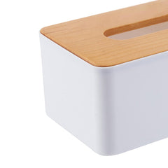 ELMAS Modern Tissue Box with Wooden Lid for Home & Car