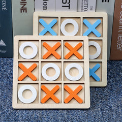 ELMAS Family Fun Wooden Tic Tac Toe Game Board