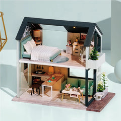 ELMAS Creative Wooden Dollhouse Kit for Kids' Fun