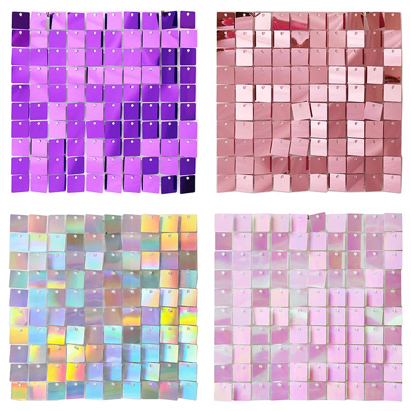 ELMAS Iridescent Silver Sequin Shimmer Wall Backdrop - Al Masam Stationery LLC