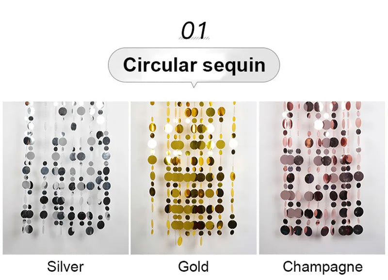 ELMAS Gold Sequins Party Glitter Curtain Backdrop 50/100 Pcs - Al Masam Stationery LLC